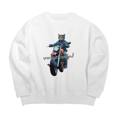 ワイルド夢ネコ Big Crew Neck Sweatshirt