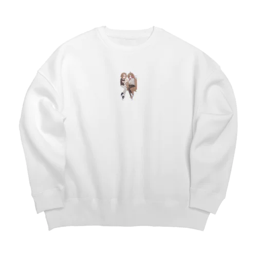 二人寄り添って寝ているカップル Big Crew Neck Sweatshirt