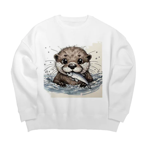 取ったど〜カワウソくん Big Crew Neck Sweatshirt