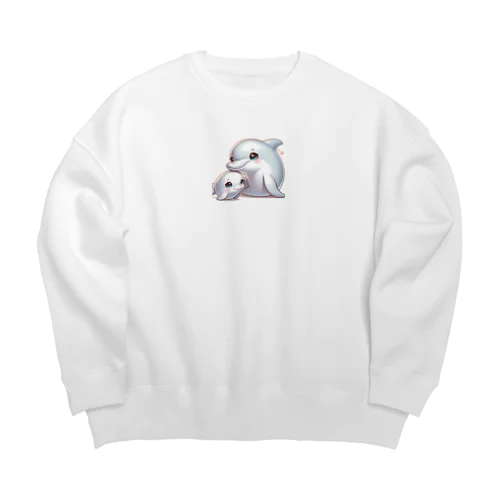 イルカの親子 Big Crew Neck Sweatshirt