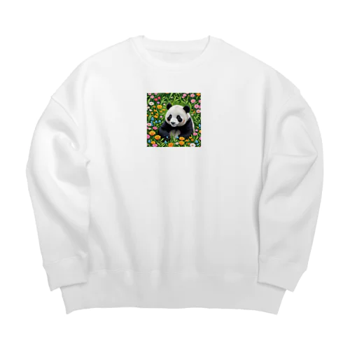 お花畑のパンダ Big Crew Neck Sweatshirt