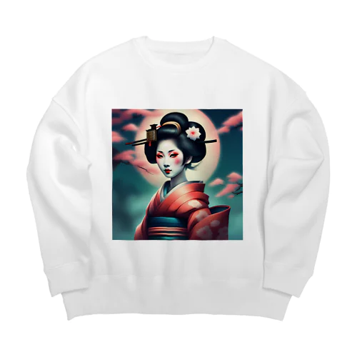 月夜の芸者(Geisya of moon night) Big Crew Neck Sweatshirt