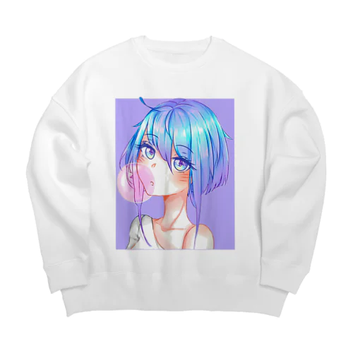 バブルガムを噛むアニメガール 日本の美学 アニメオタク Big Crew Neck Sweatshirt