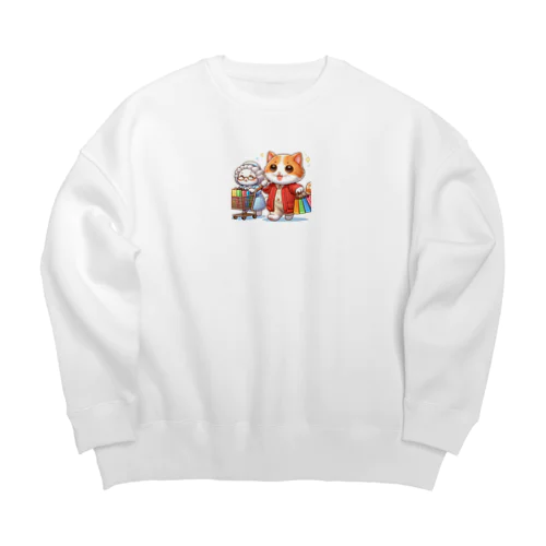 かわいい猫ちゃんと一緒にお買い物🐱💼  Big Crew Neck Sweatshirt