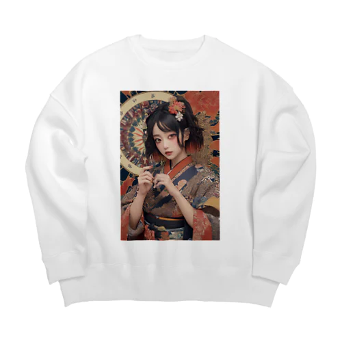 浮世絵風美女 Big Crew Neck Sweatshirt