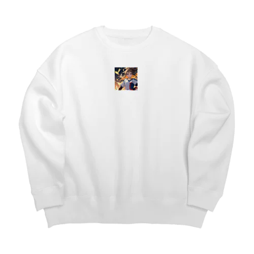 かわいい少女のサッカーイラスト Big Crew Neck Sweatshirt