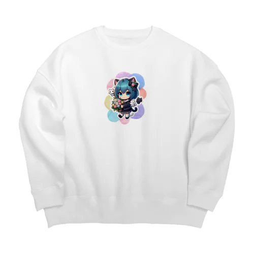 猫耳少女と猫たち Big Crew Neck Sweatshirt