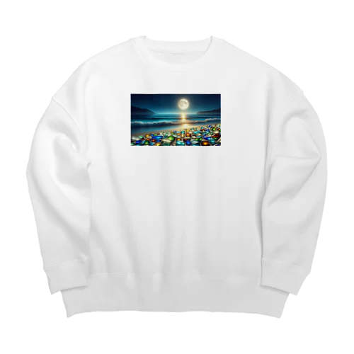 夜に輝くシーガラス Big Crew Neck Sweatshirt