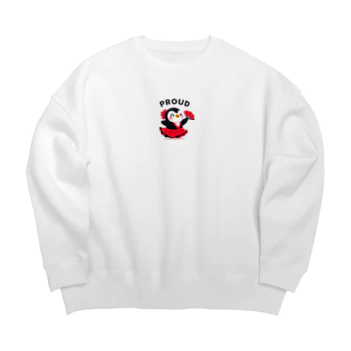 可愛らしいペンギンが情熱的なフラメンコを踊っている姿 Big Crew Neck Sweatshirt