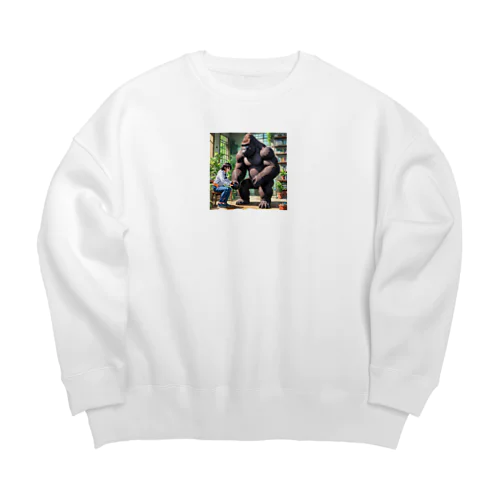 ゴリラと介護士 Big Crew Neck Sweatshirt