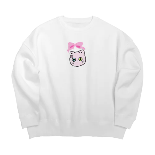 "Odd-eyed pink cat." Big Crew Neck Sweatshirt