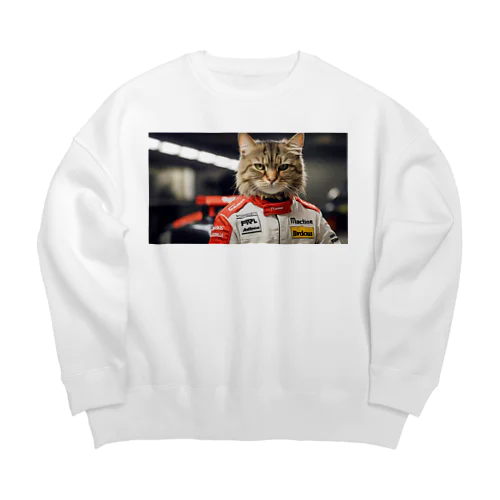 Ｆ１レーサー猫 Big Crew Neck Sweatshirt