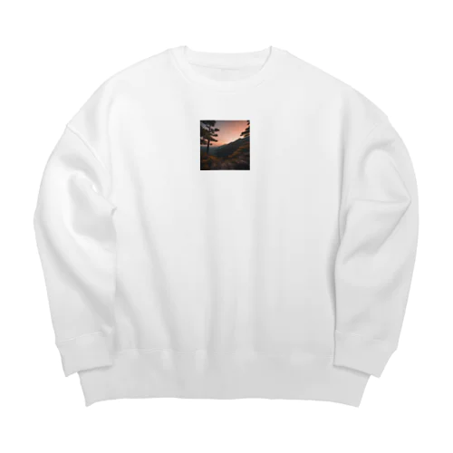 夕陽が山々にそそぐ美しい光 Big Crew Neck Sweatshirt