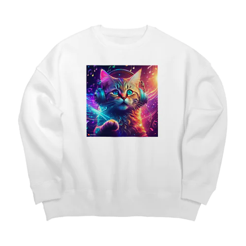 パーティーねこちゃん Big Crew Neck Sweatshirt