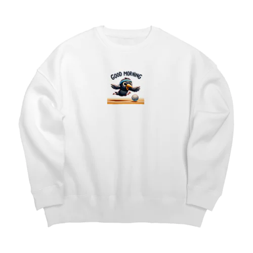 地元で見かけたバレーボールカラス！ Big Crew Neck Sweatshirt