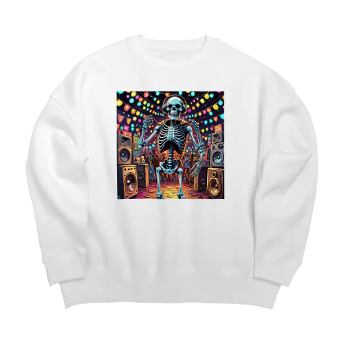 音楽でノリノリの骸骨 Big Crew Neck Sweatshirt