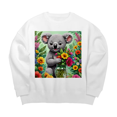 花に囲まれたコアラ Big Crew Neck Sweatshirt