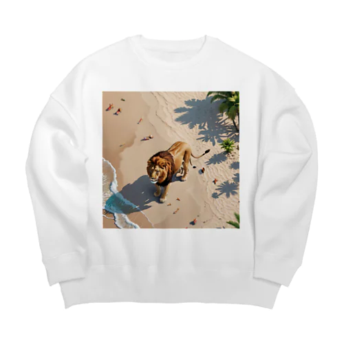 浜辺のライオン Big Crew Neck Sweatshirt