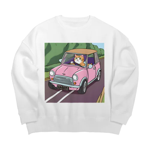 ピンクおみにとねこさん Big Crew Neck Sweatshirt