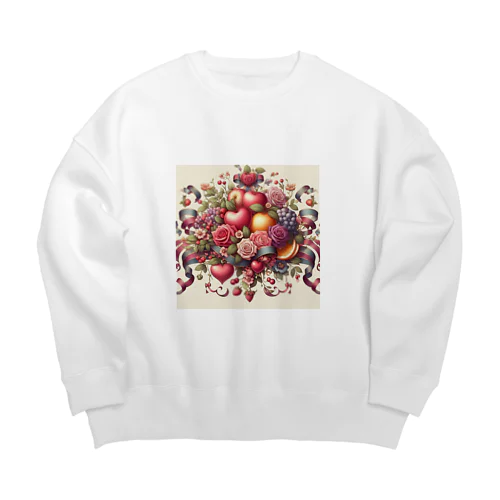 薔薇とフルーツのSweetな香り Big Crew Neck Sweatshirt