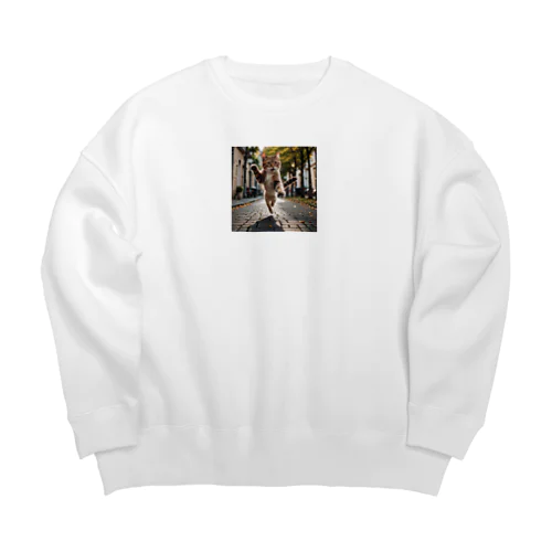 猫った驚いた Big Crew Neck Sweatshirt