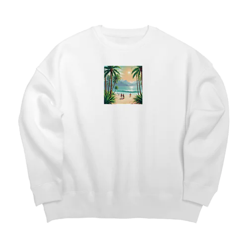 Palm Breeze Bliss Big Crew Neck Sweatshirt