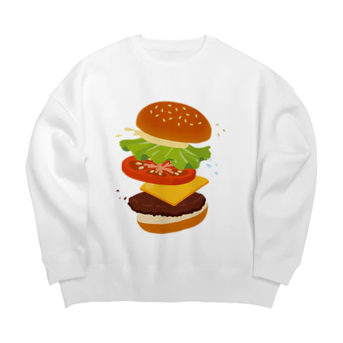 フレッシュなハンバーガー Big Crew Neck Sweatshirt