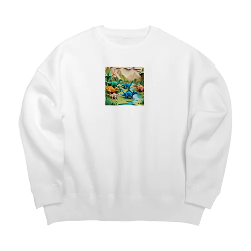 折り紙でザウルス Big Crew Neck Sweatshirt