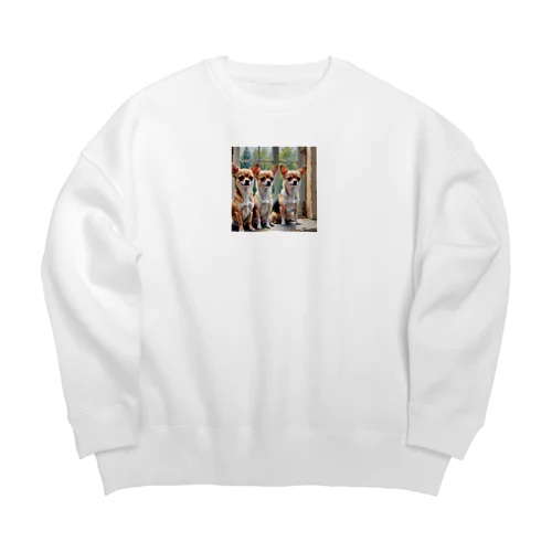 キュートほのぼのチワワ兄弟 Big Crew Neck Sweatshirt