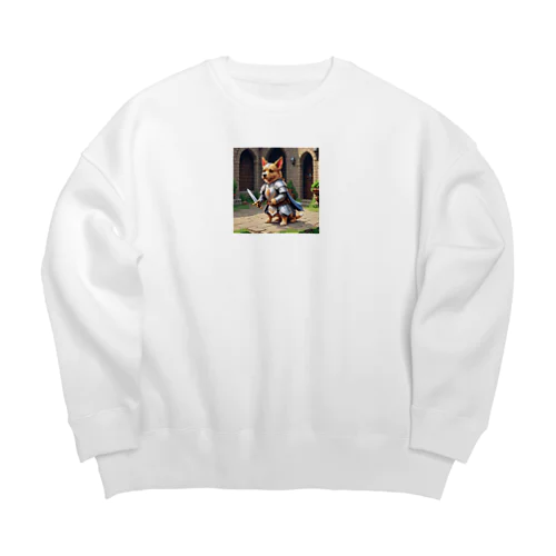 見る者を魅了する勇敢な犬 Big Crew Neck Sweatshirt