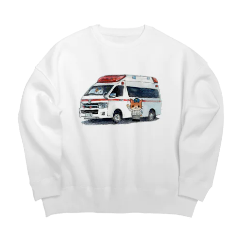 救急車と救急隊のにゃんこ Big Crew Neck Sweatshirt