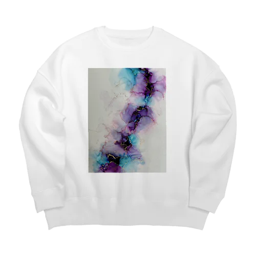 Ink-Art 大理石風　紫 Big Crew Neck Sweatshirt