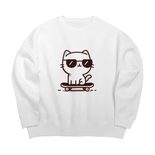 スケボー猫 Big Crew Neck Sweatshirt