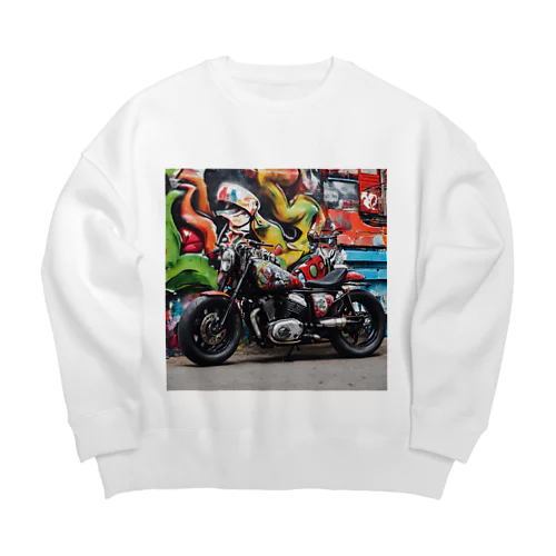 ストリートアートに映えるカスタムバイク Big Crew Neck Sweatshirt