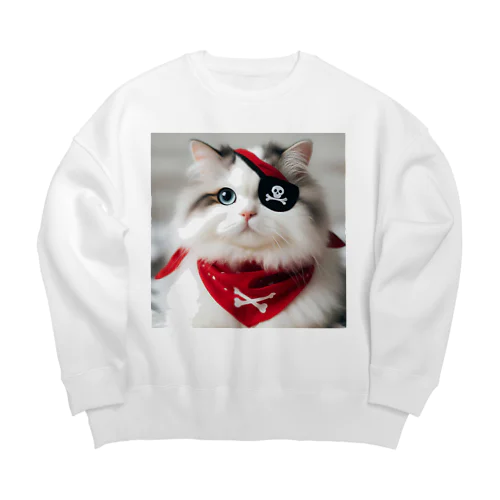 海賊猫ちゃん Big Crew Neck Sweatshirt