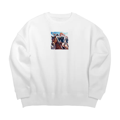 馬で通学する仲間たち Big Crew Neck Sweatshirt