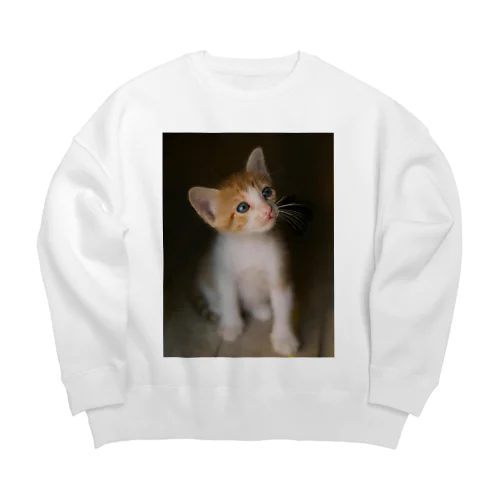 考える　猫ちゃんー Big Crew Neck Sweatshirt