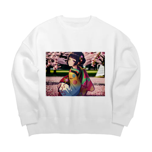 Sakura girl Big Crew Neck Sweatshirt