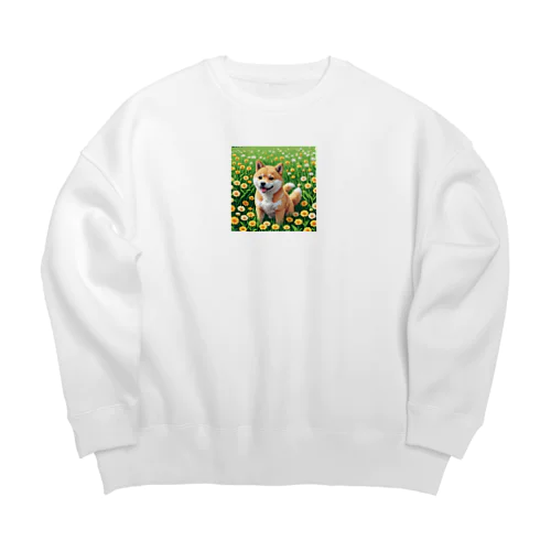 お花畑と柴犬 Big Crew Neck Sweatshirt