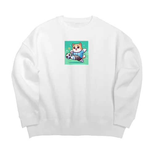 シュートをする猫 Big Crew Neck Sweatshirt