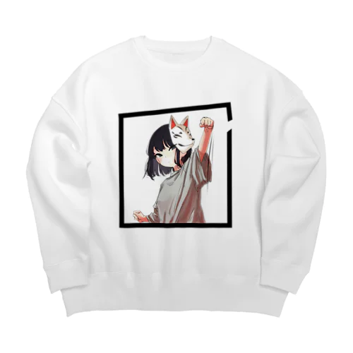 狐面少女の枠なぐり👊 Big Crew Neck Sweatshirt