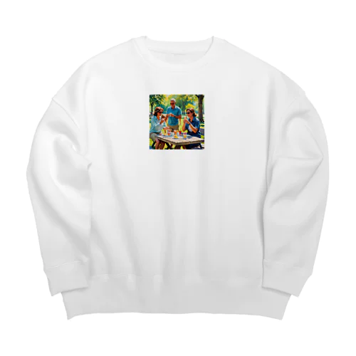 アイスクリームを楽しむ家族 Big Crew Neck Sweatshirt