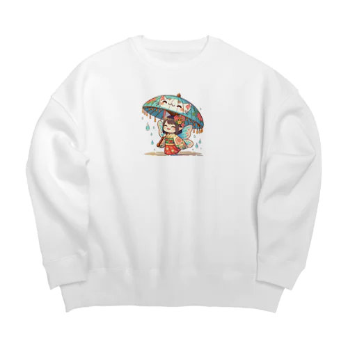 開運招き猫　みこ Big Crew Neck Sweatshirt