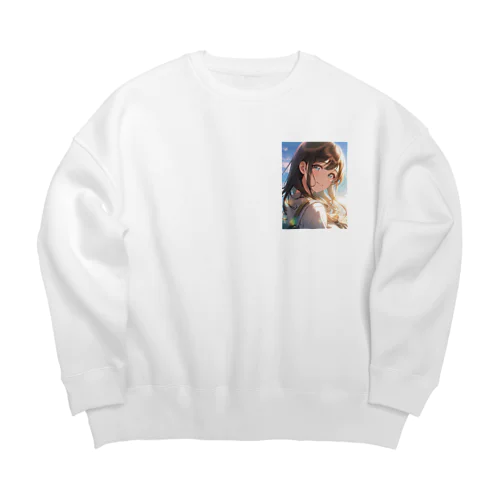 彼女の微笑み - A Glimpse of Happiness Big Crew Neck Sweatshirt