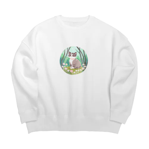 水彩猫 Big Crew Neck Sweatshirt