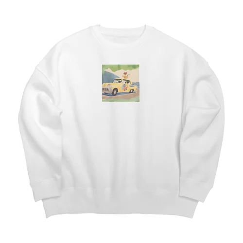 昭和レトロなイラスト Big Crew Neck Sweatshirt