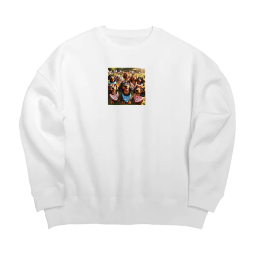 ミニチュアダックスいっぱい！ Big Crew Neck Sweatshirt