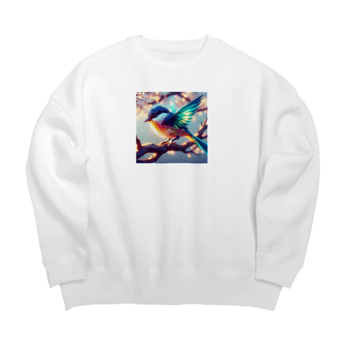 ステンドグラスの様なカワセミ✨ Big Crew Neck Sweatshirt