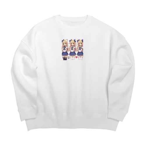 セーラー服　ロングヘア　美少女　アニメ　漫画　日本 Big Crew Neck Sweatshirt