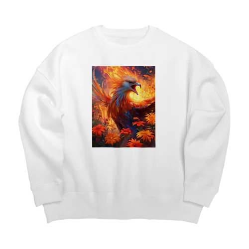 蘇る炎、希望の翼・不屈の精神を持つ不死鳥 Big Crew Neck Sweatshirt